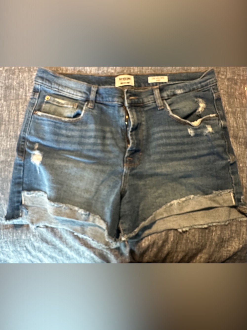 Kensie Distressed Dark Blue Denim Jean Shorts